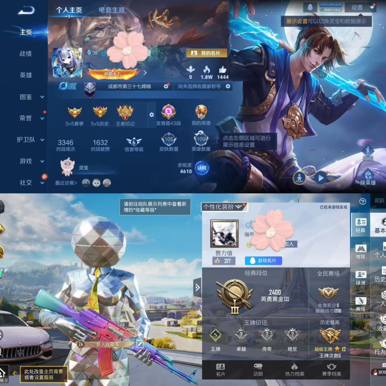 王者荣耀账号苹果QQ109英雄-105皮肤-WMW453+【王者和平一体号 小国标猴子 5金标 3万战 嫦娥11743战